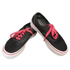 Vans Girl's 12.5 Black Hot Pink Lace Up Skater Shoes Sneakers